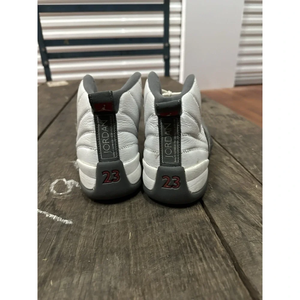 Jordan Air‎ Jordan 12 Retro White Dark Grey Leather Basketball Sneaker Men's
